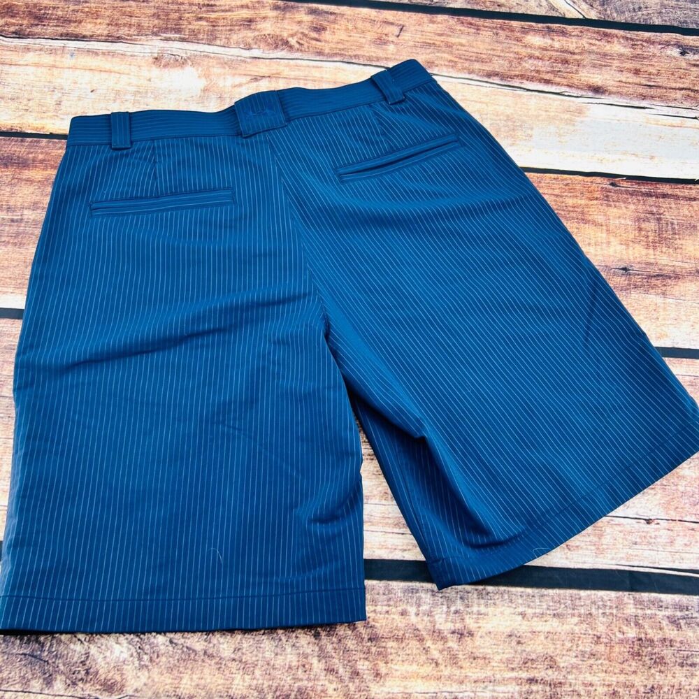 Under Armour Flat Front Chino Short Men's Size 34 Navy Blue Pinstriped Stretch - Picture 8 of 8
